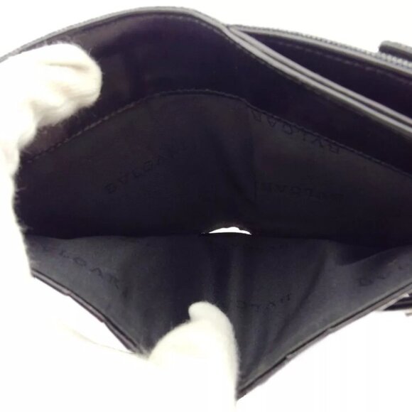 BVLGARI Mini Wallet Logomania Denim Canvas x Leather Auth Used - Picture 7 of 10